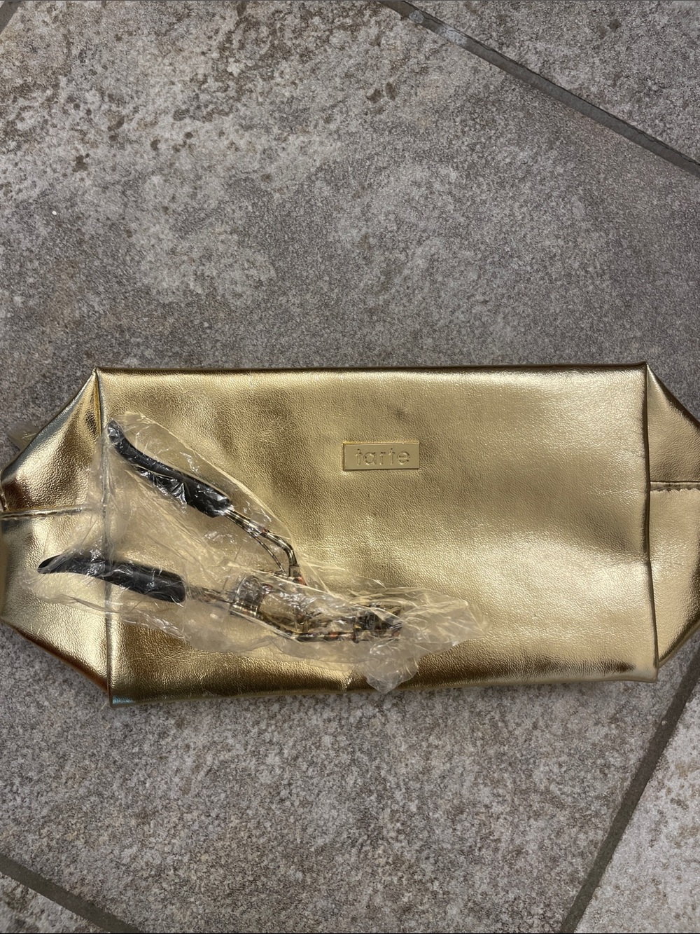 tarte Metallic Gold Cosmetic Pouch with Logo